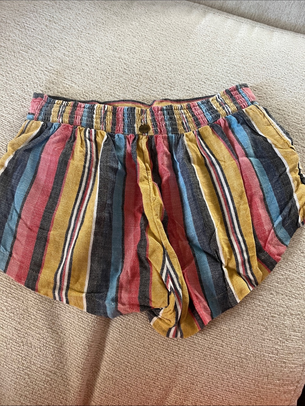 Rip Curl Women's Multicolor Striped Drawstring Beach Shorts - Picture 2 of 3